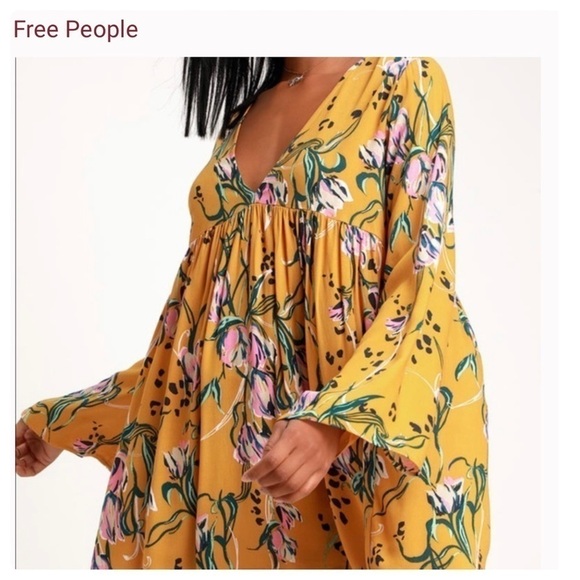 Free People Bella Printed Gold Tunic S - Picture 3 of 8
